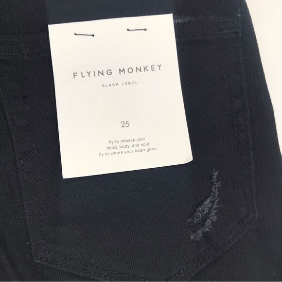 Flying Monkey LANI Black High Rise Clean Cut Fray Hem Crop Jeans NEW - Picture 9 of 16